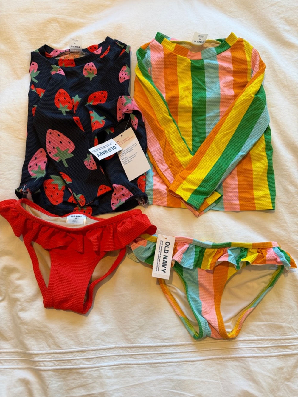 Old Navy Strawberry Print Rash and multi color stripe print - 2 pcs